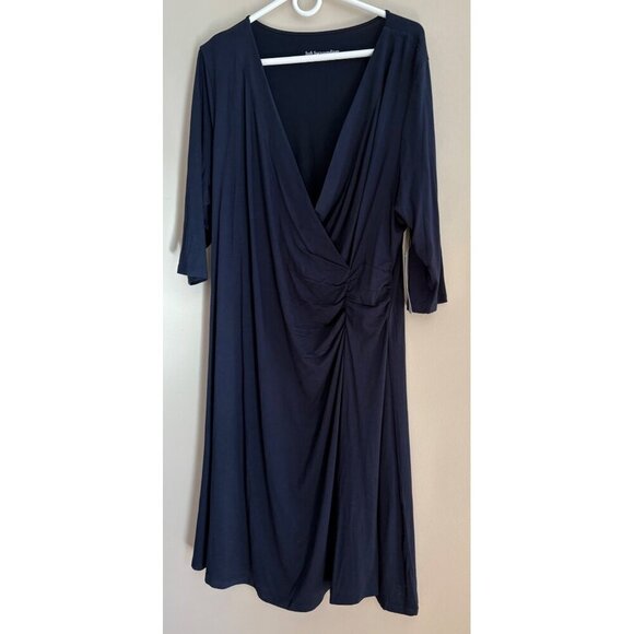 Soft Surroundings NWT Navy Blue Hyannis Faux Wrap Dress in Size 1X - Picture 3 of 11